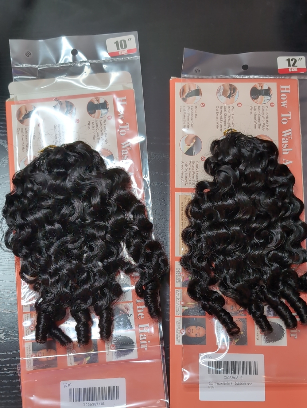 10 And 12-in Feather Crochet Hair Miracle Knots Natural Black Spiral Curl Ends